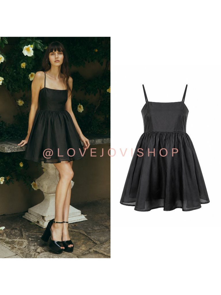Feminine | Gretchen Scott Black Full Skirt Mini Dress | Silk Sheen Coquette Xl